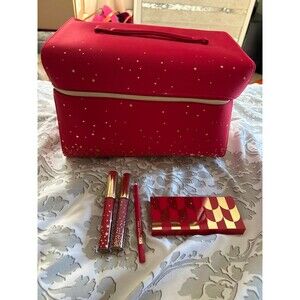 NWT Estée Lauder Red Makeup Case, Cheek Blush Palette, Lip Glosses and Liners